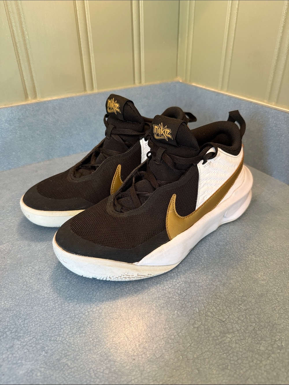 Nike Kids Black, White & Gold Athletic Sneakers